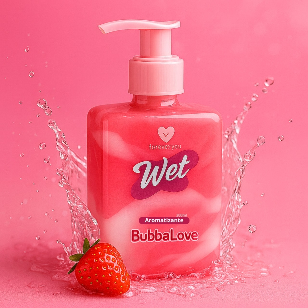 Gel Aromatizante Feminino BubbaLove Wet Girls 300ml Morango