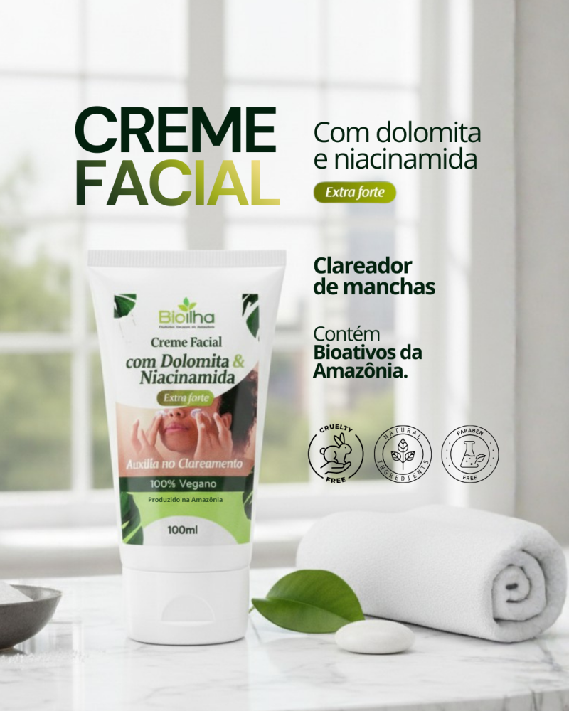Creme Facial Clareador de Dolomita e Niacinamida - Distribuidora