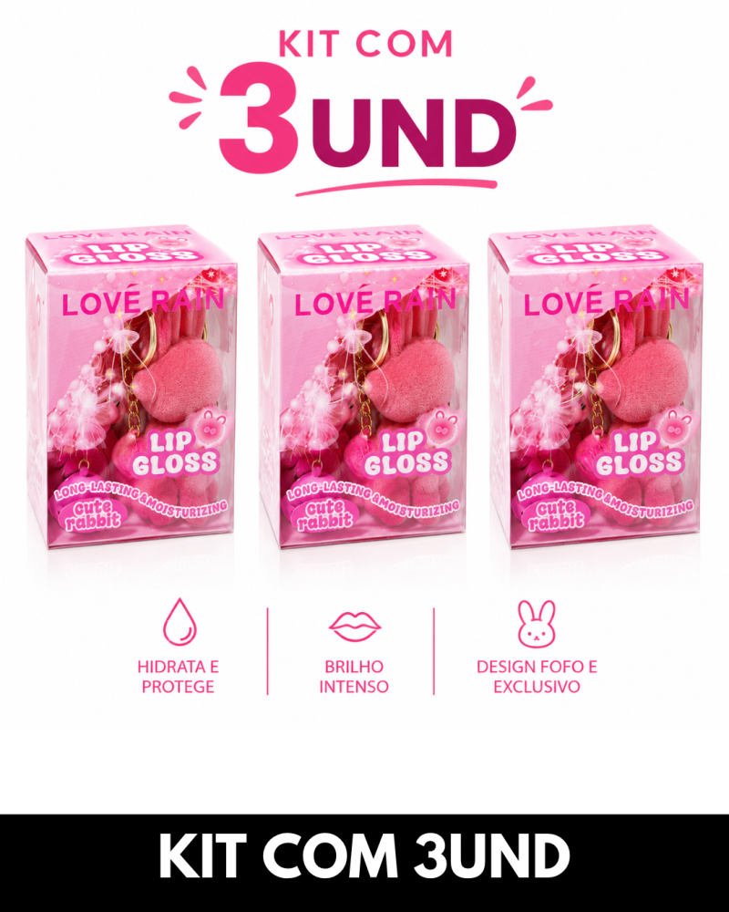 Lip Gloss Chaveiro Cute Rabbit - LovéRain - SBB Distribuidora